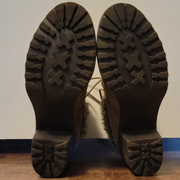 ❣️HP❣️ Just Fab Maricca cuff lace up block chunky heel brown ankle boot sz: 8 - Picture 4 of 10